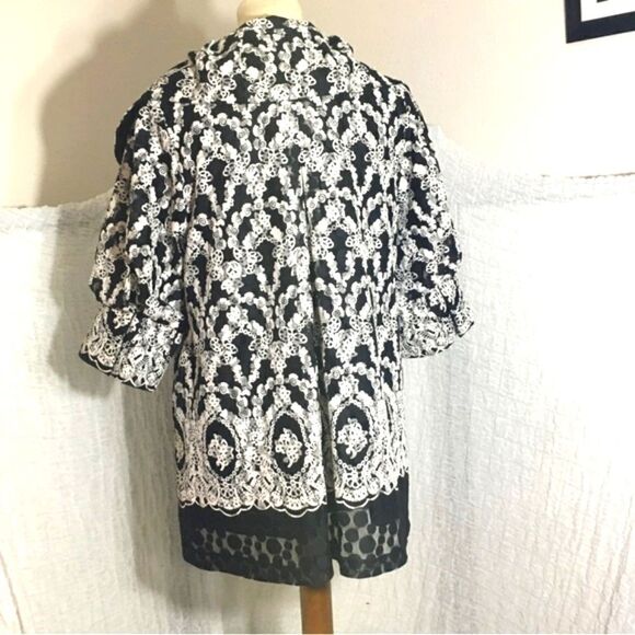 Saint Gil Paris Black & White Print Cardigan Size L - Picture 4 of 14